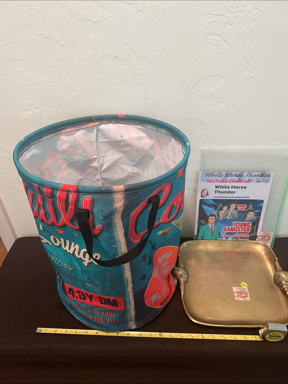 #2164**”12x18” Cocktails Laundry Basket Party Bin - Teal & Red - Picture 4 of 15